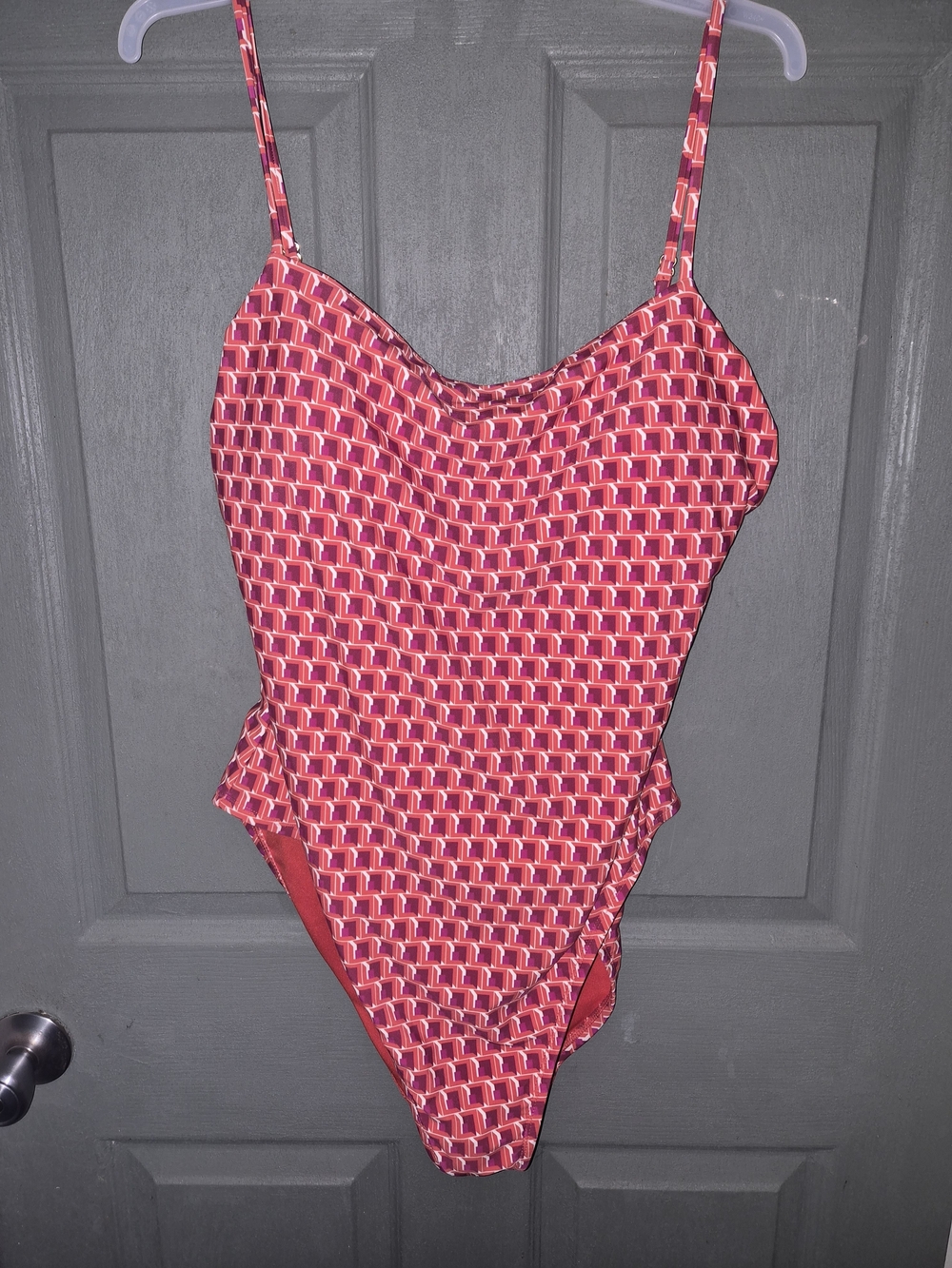 Time and Tru Orange and Pink Patterned One-Piece Swimsuit